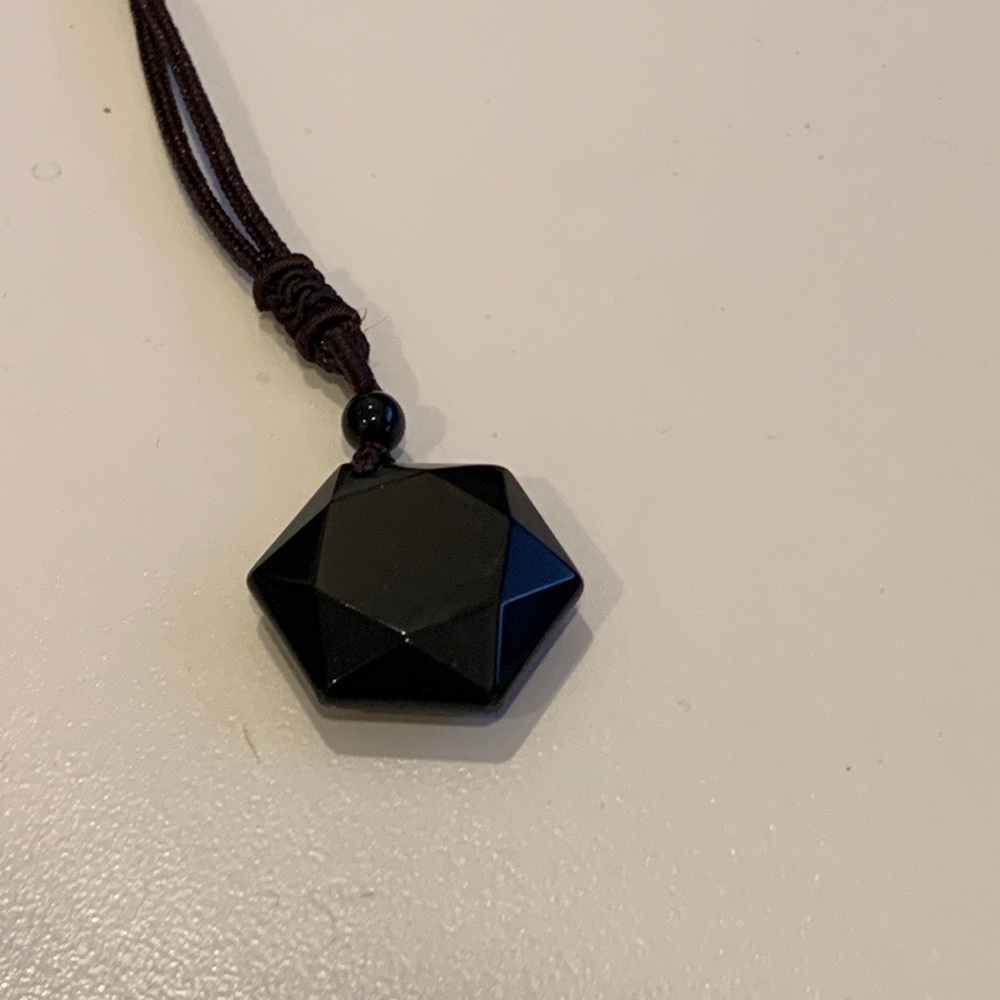 obsidian hexagram necklace
